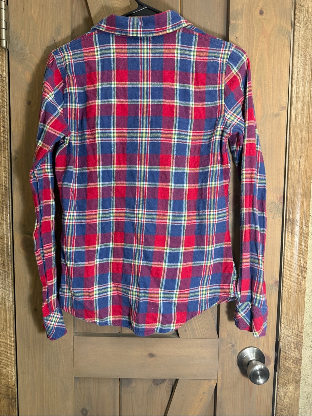 Red and Blue Plaid Button-Up Shirt - Women - Picture 2 of 4